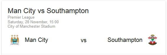 Man City vs Southampton match info