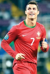 Cristiano Ronaldo in Portugal kit.