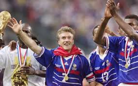 Didier Deschamps celebrates winning the 1998 World Cup.