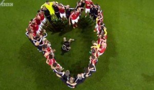 Wales players celebrate after beating Belgium.