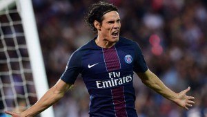 Edinson Cavani scored an early goal against Arsenal in Paris.